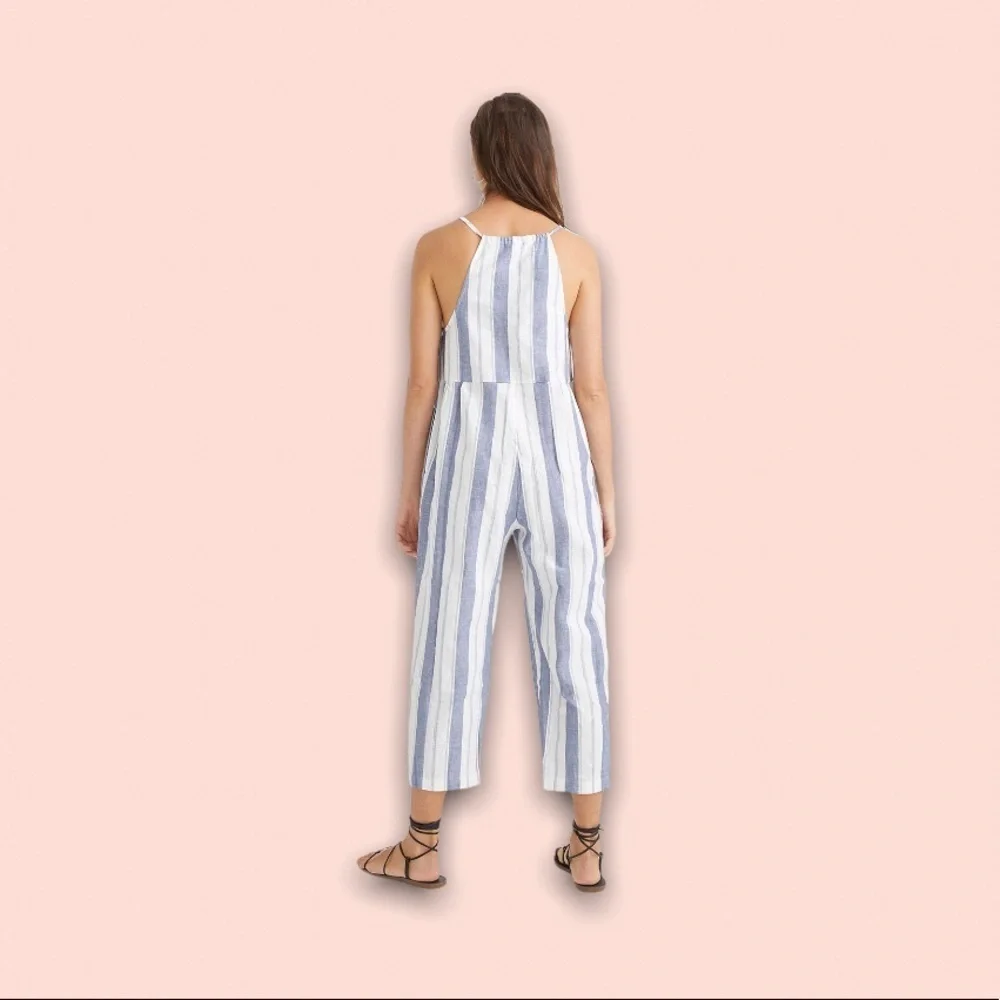 Madewell Striped Tie-Strap V-Neck Cover-Up Jumpsuit - Picture 3 of 9